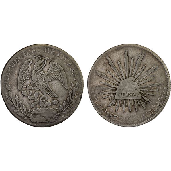 MEXICO: Republic, AR 8 reales (26.45g), 1832-Do, Fine