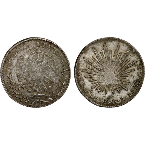 MEXICO: Republic, AR 8 reales (26.86g), Guadalajara, 1833-Ga, XF