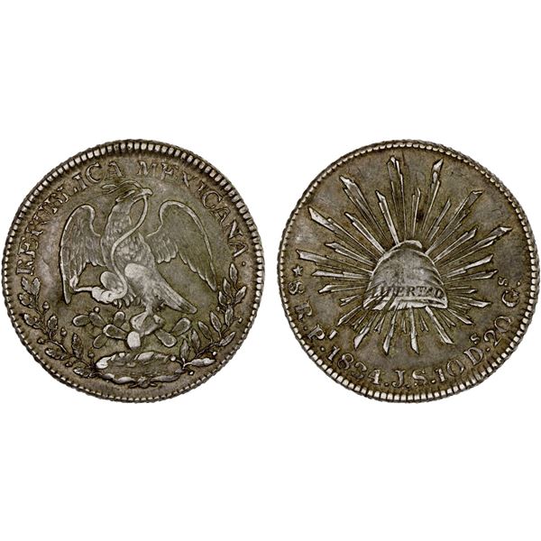 MEXICO: Republic, AR 8 reales (26.93g), San Luis Potosi, 1834-Pi, XF