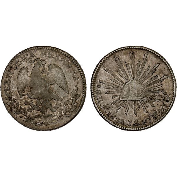 MEXICO: Republic, AR 8 reales (26.73g), San Luis Potosi, 1834-Pi, XF
