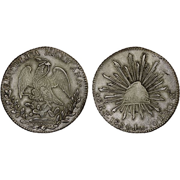 MEXICO: Republic, AR 8 reales (26.98g), San Luis Potosi, 1834-Pi, XF