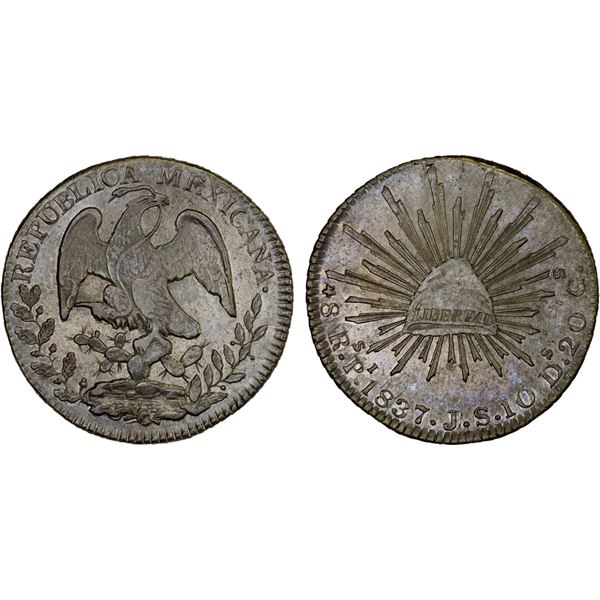 MEXICO: Republic, AR 8 reales (26.96g), San Luis Potosi, 1837-Pi, XF-AU