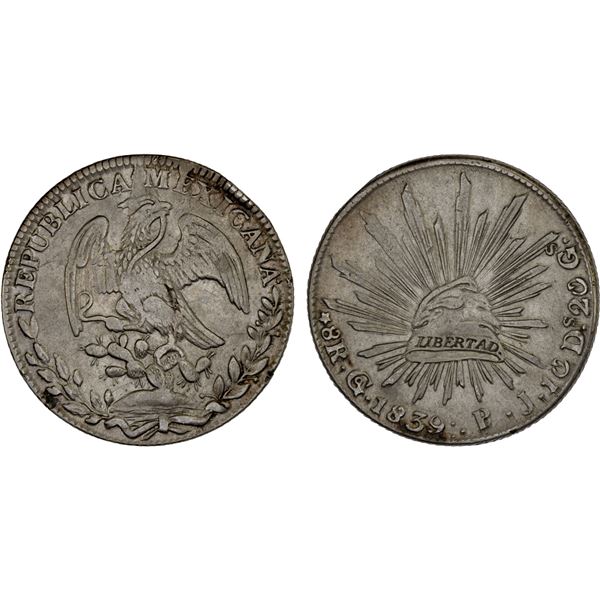 MEXICO: Republic, AR 8 reales (26.26g), Guanajuato, 1839-Go, VF-XF