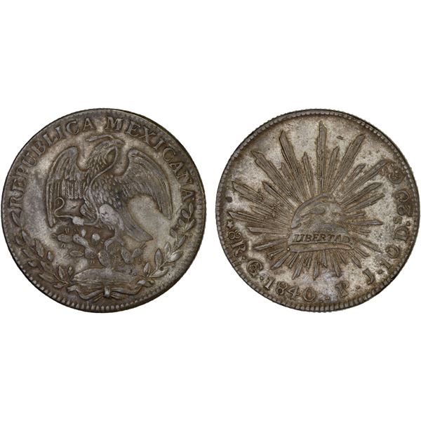 MEXICO: Republic, AR 8 reales (27.03g), Guanajuato, 1840/30-Go, XF