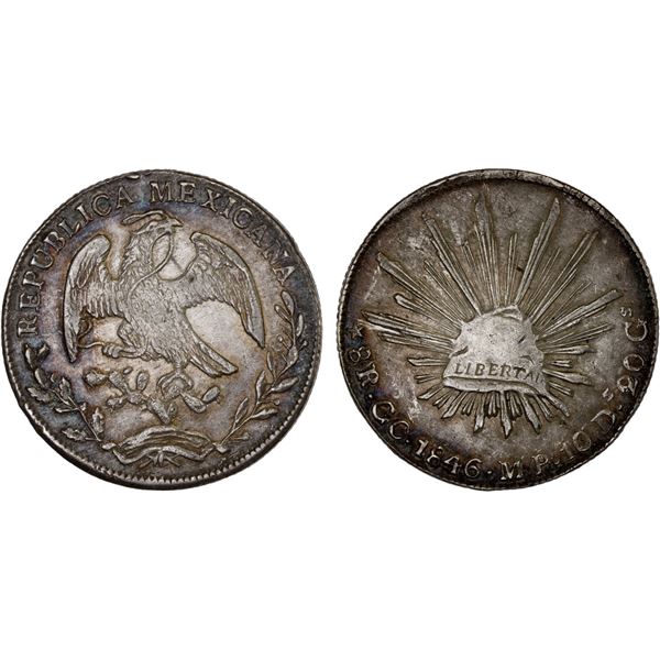 MEXICO: Republic, AR 8 reales (26.99g), Guadalupe y Calvo, 1846-GC, VF-XF