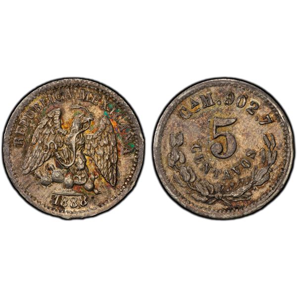 MEXICO: Republic, AR 5 centavos, 1888-Ca, PCGS MS65