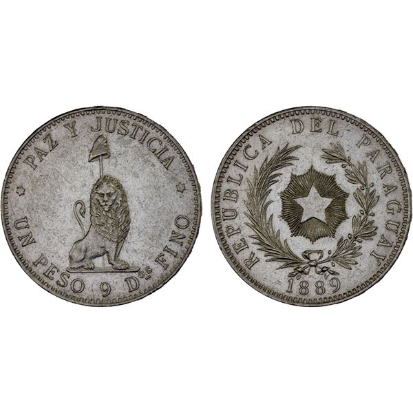 PARAGUAY: Republic, AR peso, 1889, XF