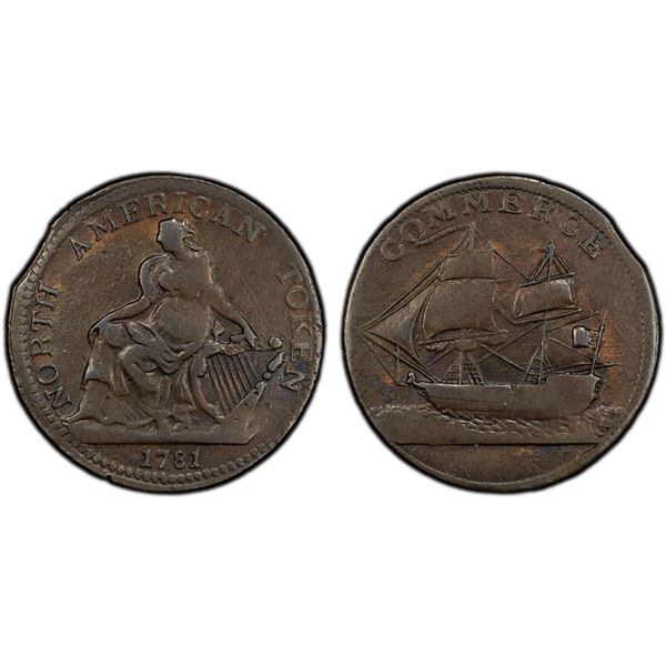 UNITED STATES: AE halfpenny, 1781, PCGS VF35