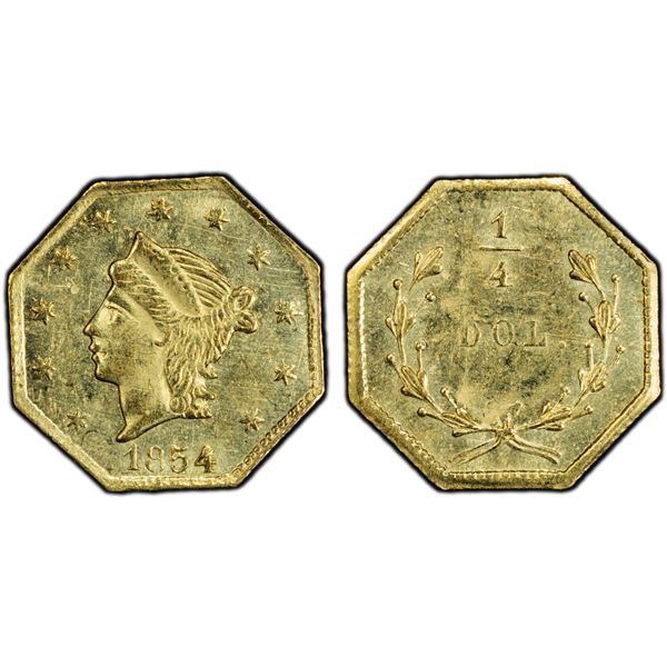 UNITED STATES: AV 1/4 dollar (0.31g), 1854, PCGS AU details