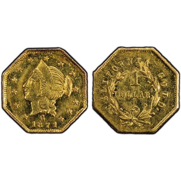 UNITED STATES: AV dollar (0.71g), 1871, PCGS Unc details