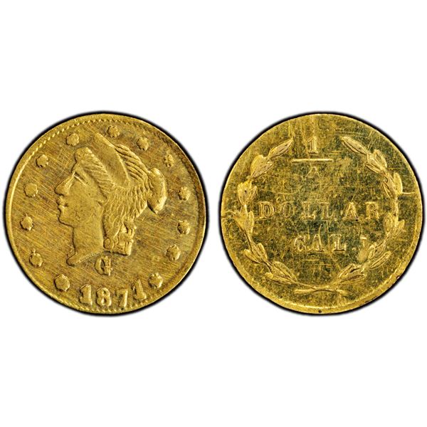 UNITED STATES: AV 1/4 dollar (0.29g), 1871, PCGS AU details