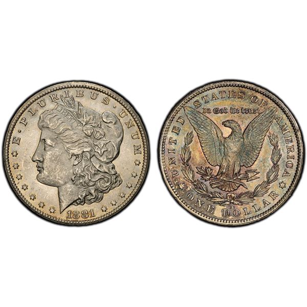 UNITED STATES: AR dollar, 1881-CC, PCGS Unc details