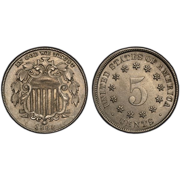 UNITED STATES: 5 cents, 1866, PCGS AU58