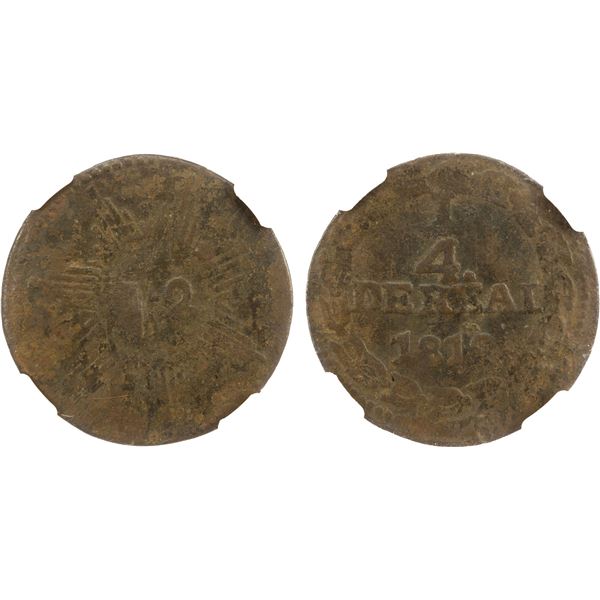 VENEZUELA: War of Independence, AE 1/4 real, Caracas, 1812, NGC Fine details