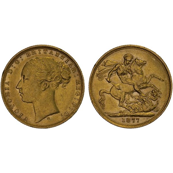 AUSTRALIA: Victoria, 1837-1901, AV sovereign, 1877-M, XF