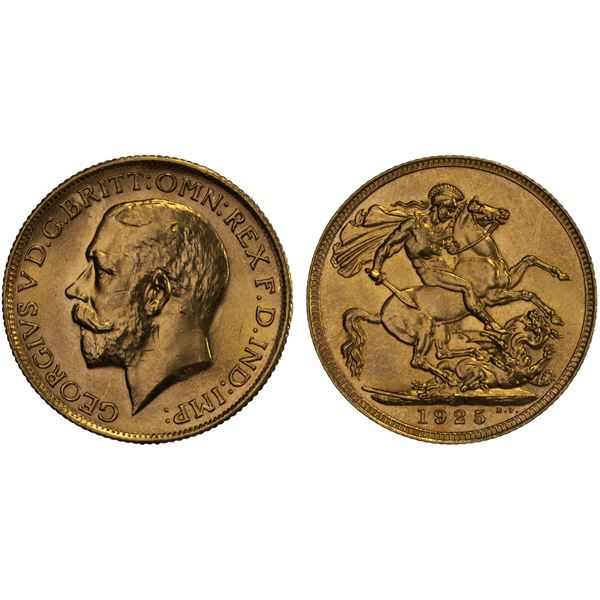 AUSTRALIA: George V, 1910-1936, AV sovereign, 1925-S, Unc