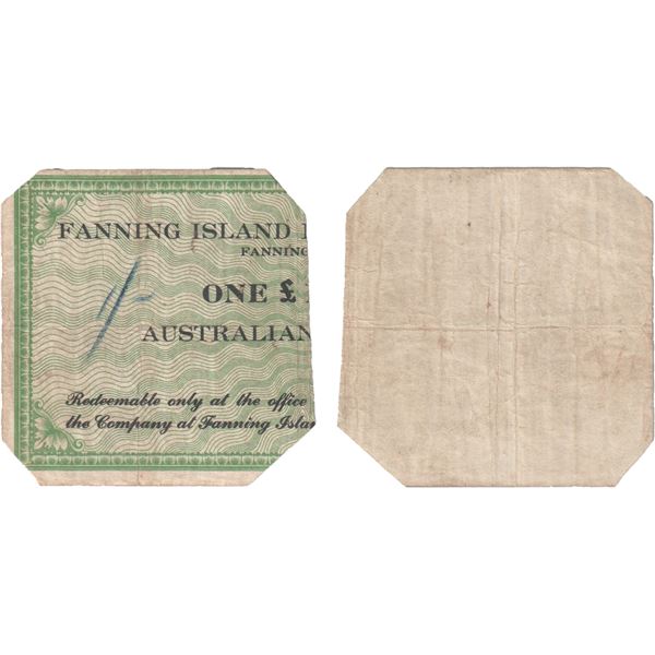 GILBERT & ELLICE ISLANDS: 1 shilling, Fanning Island, ND (1942), PCGS VF25