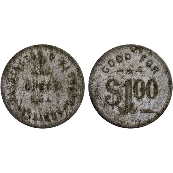 WASHINGTON & FANNING ISLAND: 1 dollar token, ND, XF