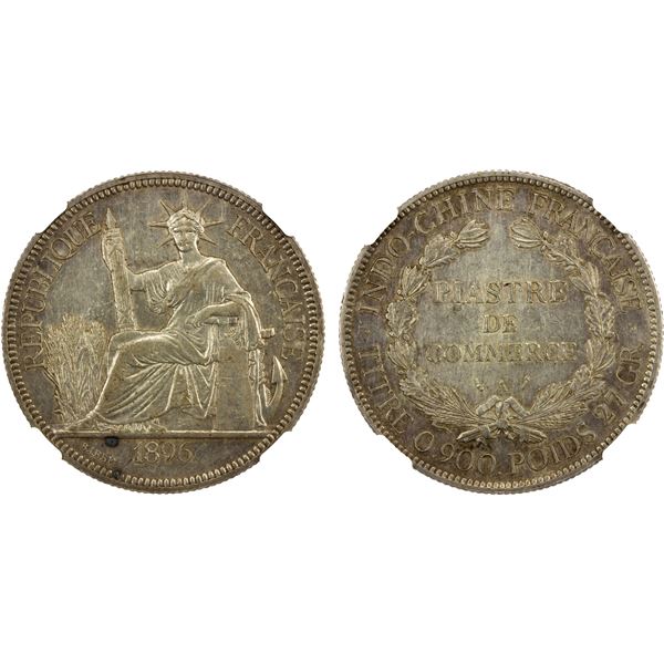 FRENCH INDOCHINA: French Colony, AR piastre, Paris, 1896-A, NGC MS61