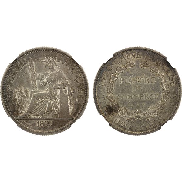 FRENCH INDOCHINA: French Colony, AR piastre, Paris, 1899-A, NGC AU58