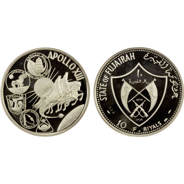 FUJEIRA: Muhammad b. Hamad al-Sharqi, 1952-1974, AR 10 riyals, 1970/AH1389, NGC PF68 Ultra Cameo