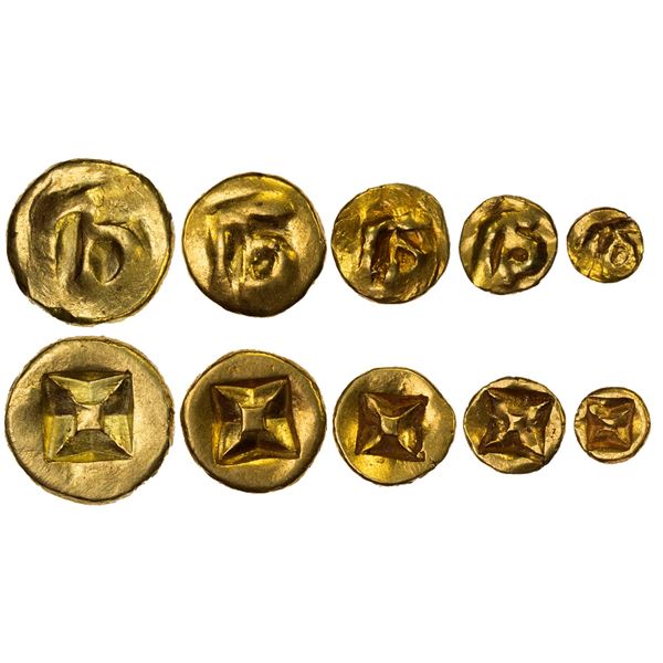 INDONESIA: SRIVIJAYA: SET of 5 gold coins, ca. 11th-13th century