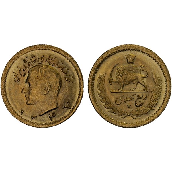 IRAN: Muhammad Reza Shah, 1941-1979, AV 1/4 pahlavi, SH1347, BU