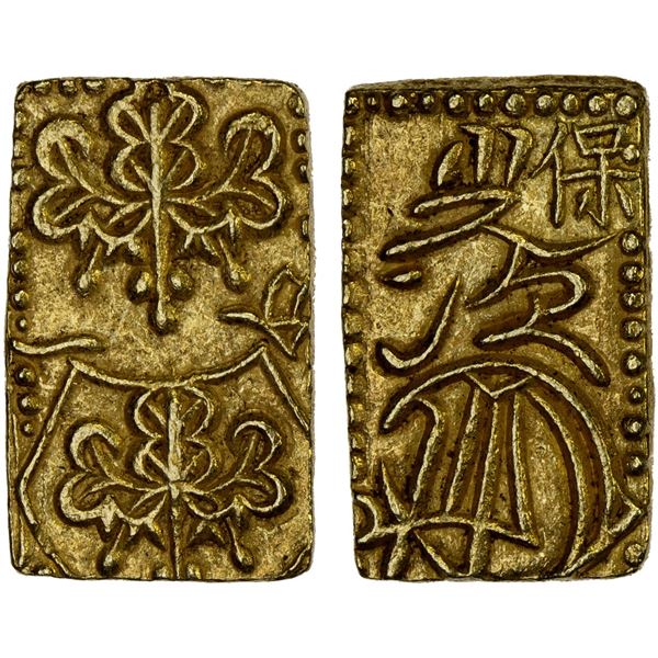 JAPAN: Tenpo, 1830-1844, AV bu (2.82g), Edo Mint, AU