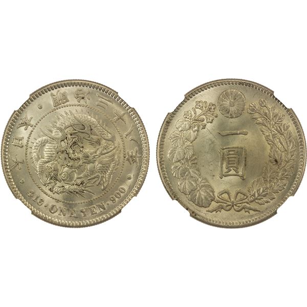 JAPAN: Meiji, 1868-1912, AR yen, year 38 (1905), NGC MS64