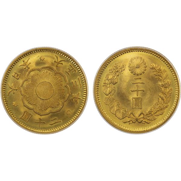JAPAN: Taisho, 1912-1926, AV 20 yen, year 3 (1914), PCGS MS65