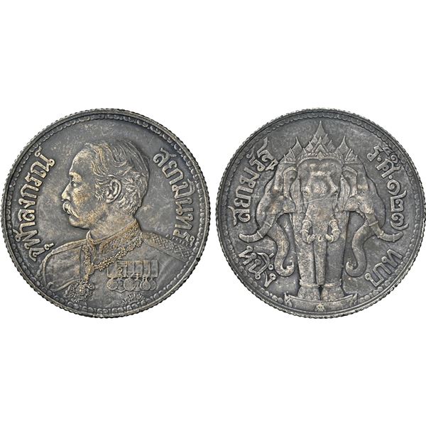 THAILAND: Rama V, 1868-1910, AR baht, RS127 (1908), NGC AU details