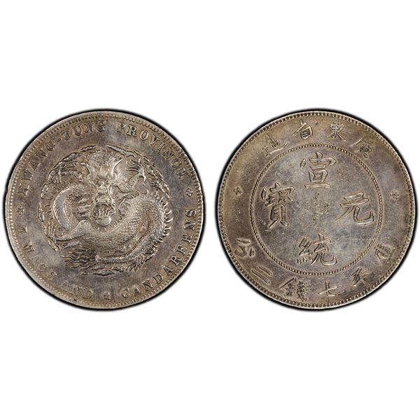 KWANGTUNG: Hsuan Tung, 1909-1911, AR dollar, Canton, ND (1909-11), PCGS XF details