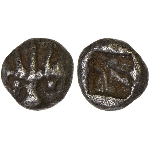 ASIA MINOR: Uncertain Mint, AR obol (0.67g), ca. 500 BC, VF