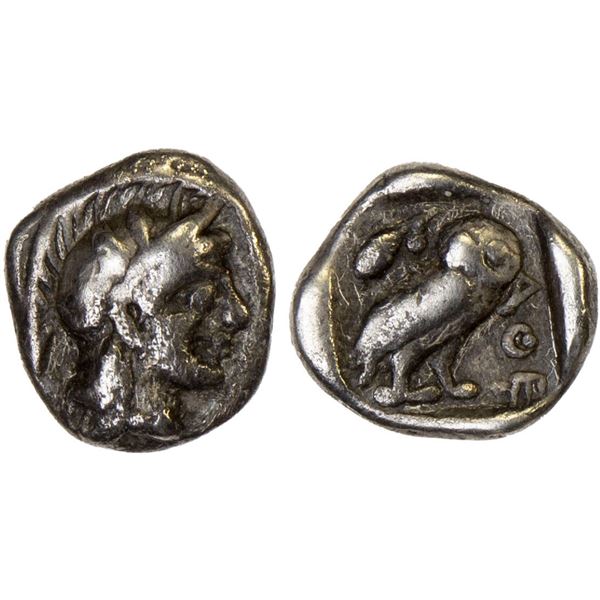 ATTICA: Athens, AR hemiobol (0.34g), ca. 454-404 BC, VF