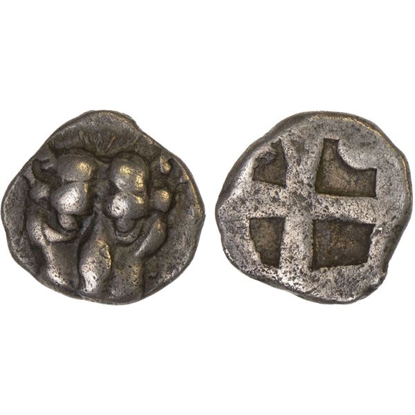 BOSPOROS: Pantikapaion, AR obol (0.56g), 5th century BC, VF