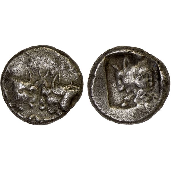 CARIA: Uncertain Mint, AR diobol (2.21g), ca. 5th century BC, VF