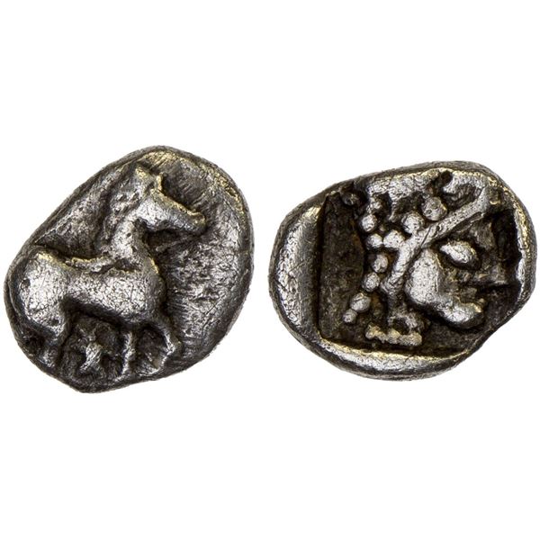 MACEDONIA: Potidaia, AR hemiobol (0.38g), ca. 450-432 BC, F-VF