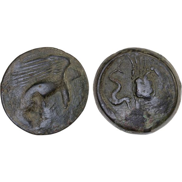 SICILY: Akragas, AE hemilitron (15.35g), ca. 420-406 BC, F-VF