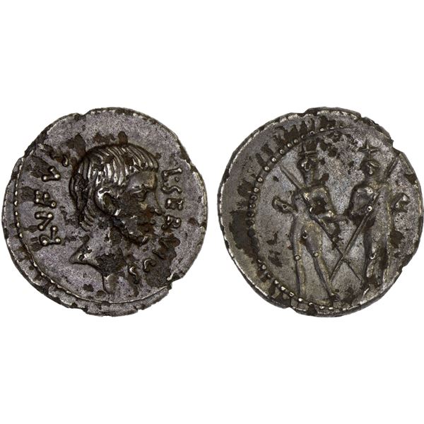 ROMAN IMPERATORIAL PERIOD: L. Servius Rufus, moneyer, fourrée denarius (2.84g), 41 BC, VF-XF