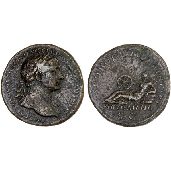 ROMAN EMPIRE: Trajan, 98-117 AD, AE as (10.36g), Rome, 112-114 AD, VF