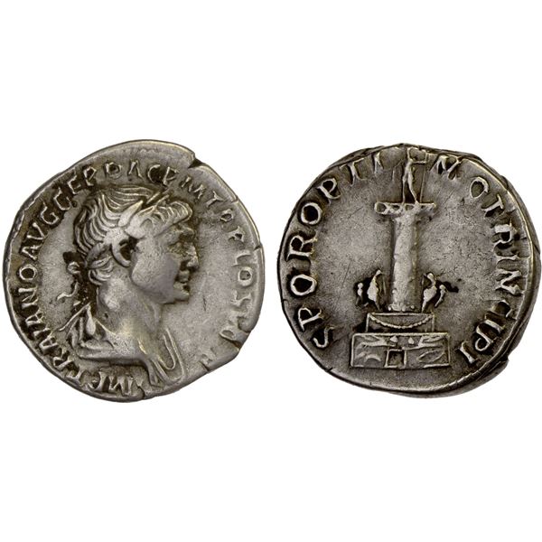 ROMAN EMPIRE: Trajan, 98-117 AD, AR denarius (3.55g), Rome, 112-114 AD, VF