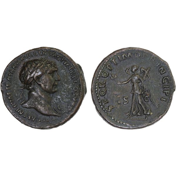 ROMAN EMPIRE: Trajan, 98-117 AD, AE as (10.39g), Rome, 112-114 AD, VF