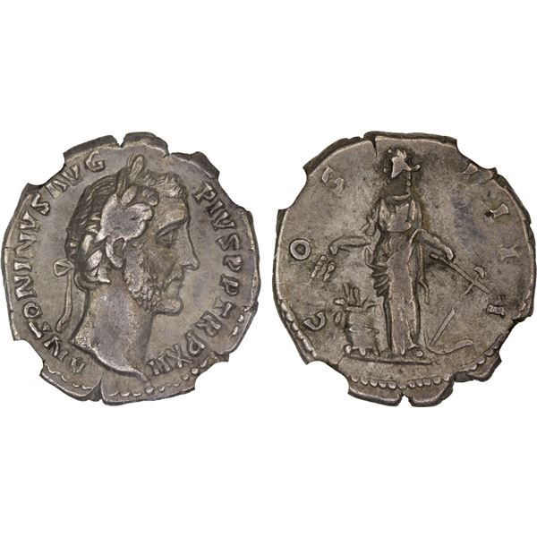 ROMAN EMPIRE: Antoninus Pius, 138-161 AD, AR denarius (2.95g), Rome, 148-149 AD, NGC VF