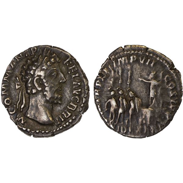 ROMAN EMPIRE: Commodus, 177-192 AD, AR denarius (2.83g), Rome, 184-185 AD, VF