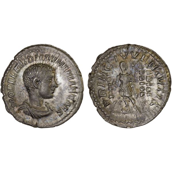 ROMAN EMPIRE: Diadumenian, as caesar, 217-218 AD, AR denarius (3.44g), Rome, XF