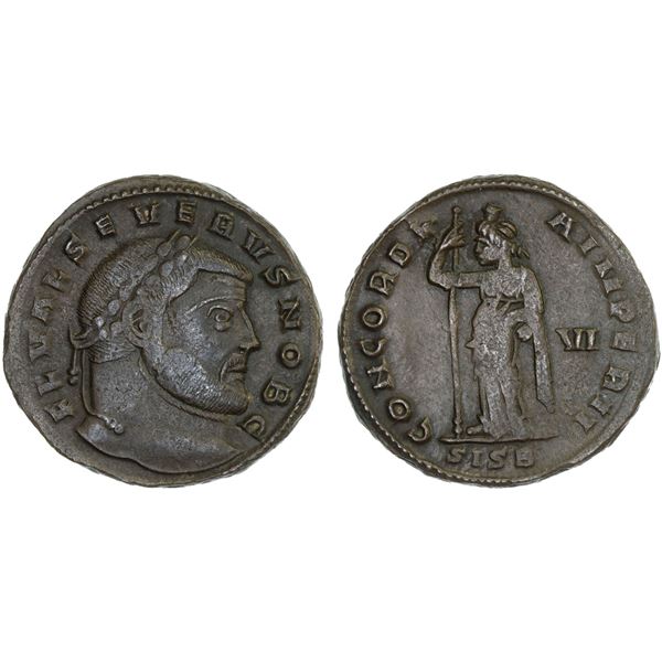 ROMAN EMPIRE: Flavius Valerius Severus, as caesar, 305-306 AD, AE follis (10.65g), Siscia, VF-XF