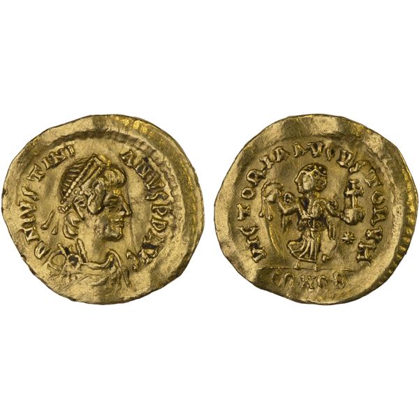 BYZANTINE EMPIRE: Justinian I, 527-565, AV tremissis (1.46g), Constantinople, VF-XF