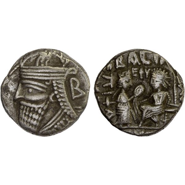 PARTHIAN KINGDOM: Vologases IV, AD 147-191, BI tetradrachm (13.37g), Seleukeia on the Tigris, SE495,
