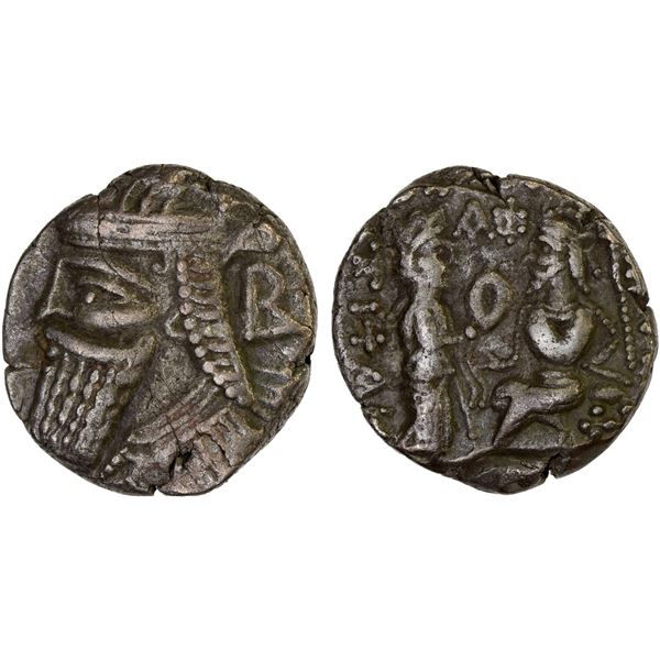 PARTHIAN KINGDOM: Vologases IV, AD 147-191, BI tetradrachm (13.12g), Seleukeia on the Tigris, SE501,
