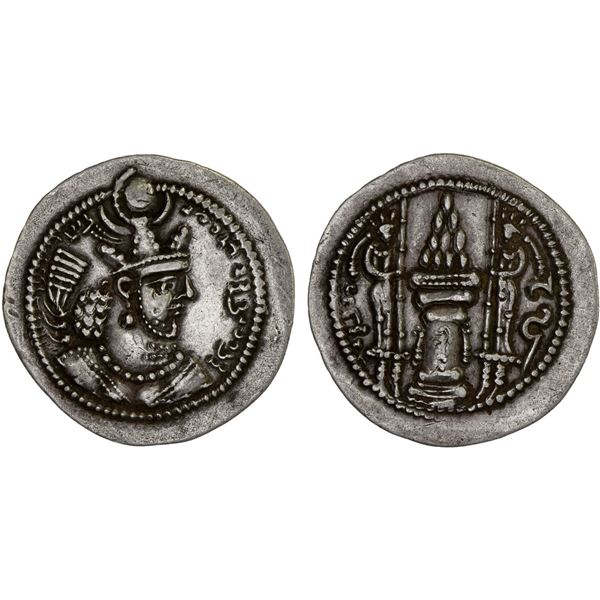 SASANIAN KINGDOM: Yazdigerd II, 438-437, AR drachm (4.08g), WH (Junday Sabur in Khuzestan province),